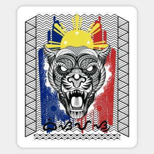 Philippine Flag Tribal line Art Tiger / Baybayin word Bisayas (Visayas) Magnet